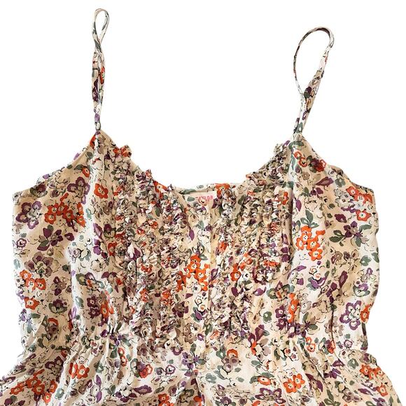 Vintage Rebecca Taylor Floral Silk Peplum Ruffle Front Cami Y2K Size 4 - Picture 4 of 10
